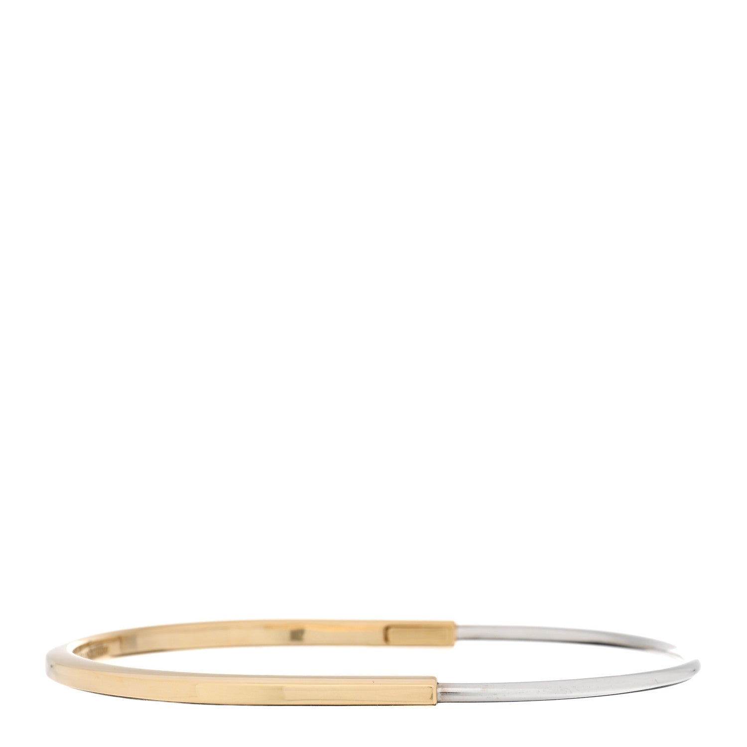 18K Yellow White Gold Tiffany Narrow Lock Bangle Bracelet