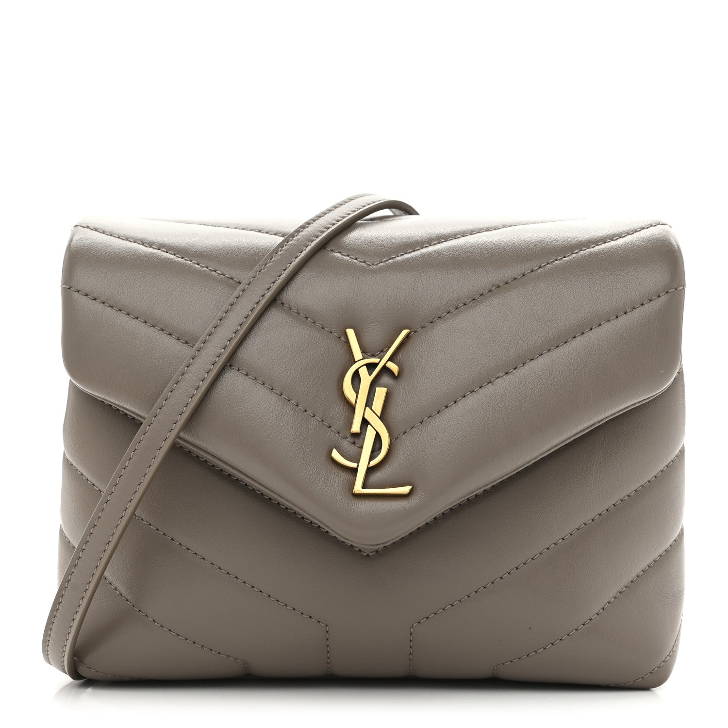 Calfskin Y Quilted Monogram Toy Loulou Crossbody Bag Greyish Brown