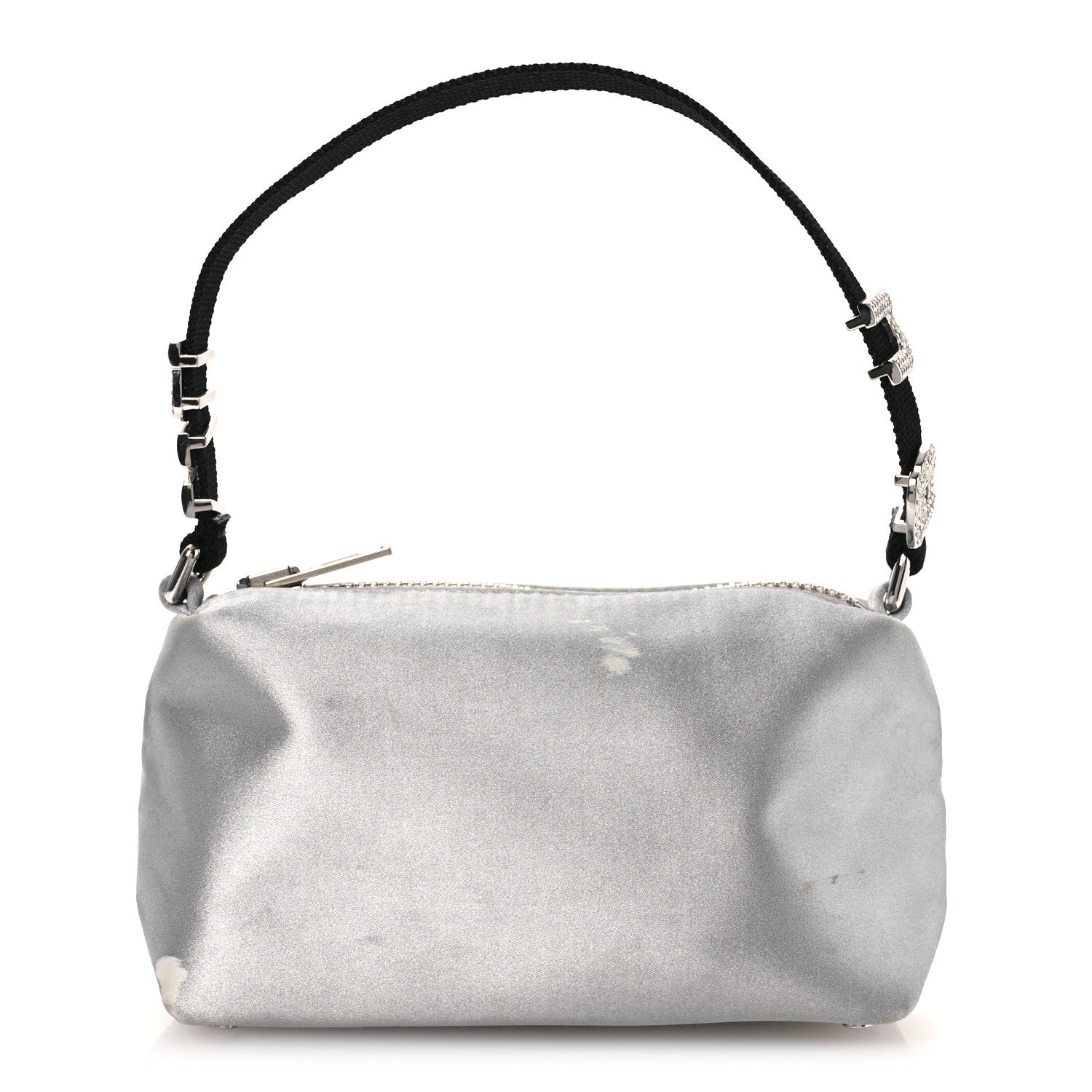 Satin Crystal Heiress Pouch Silver