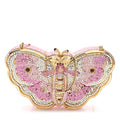 Crystal Butterfly Celestrina Minaudiere Clutch Gold Pink