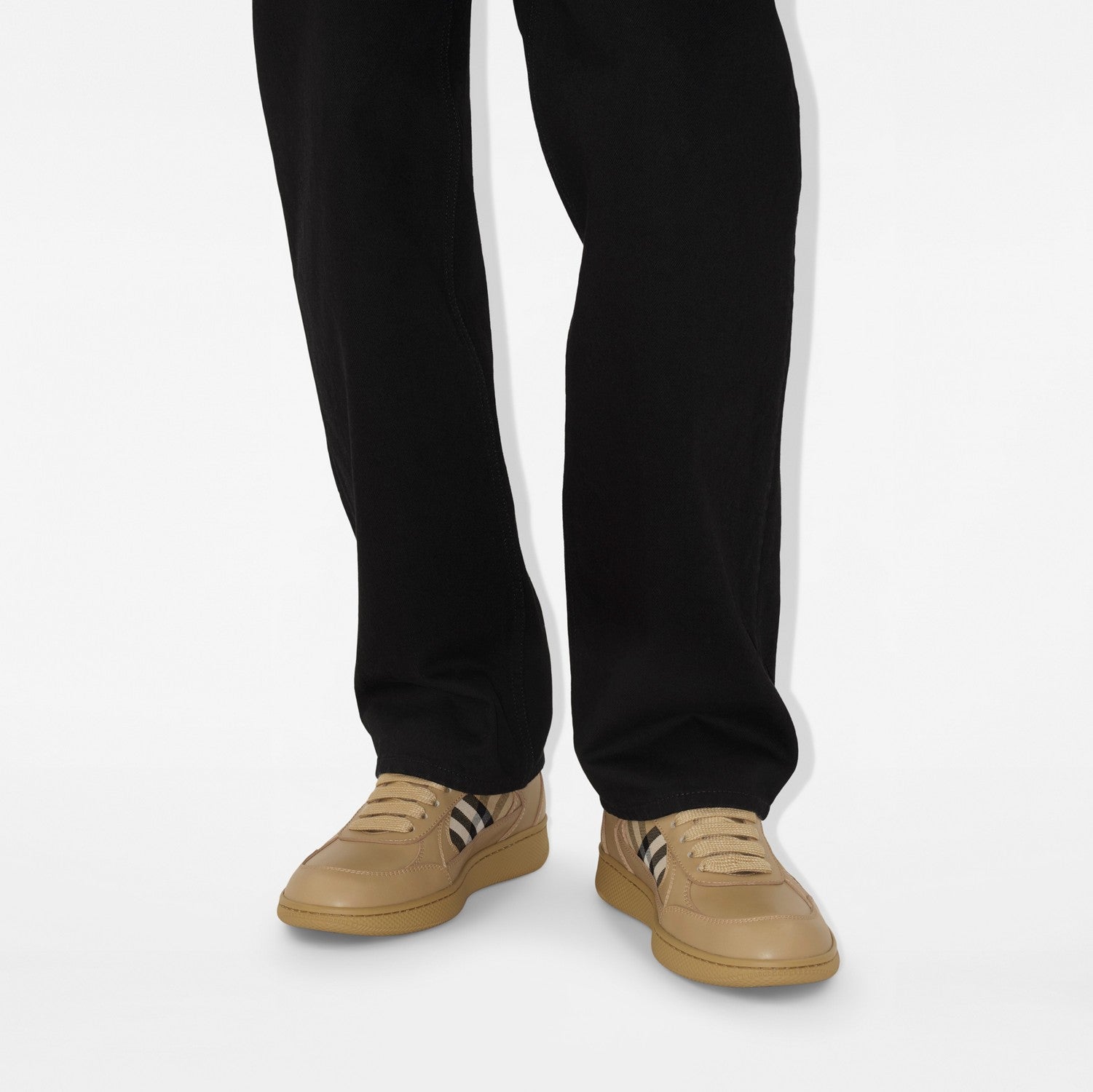 Leather and Check Terrace Sneakers