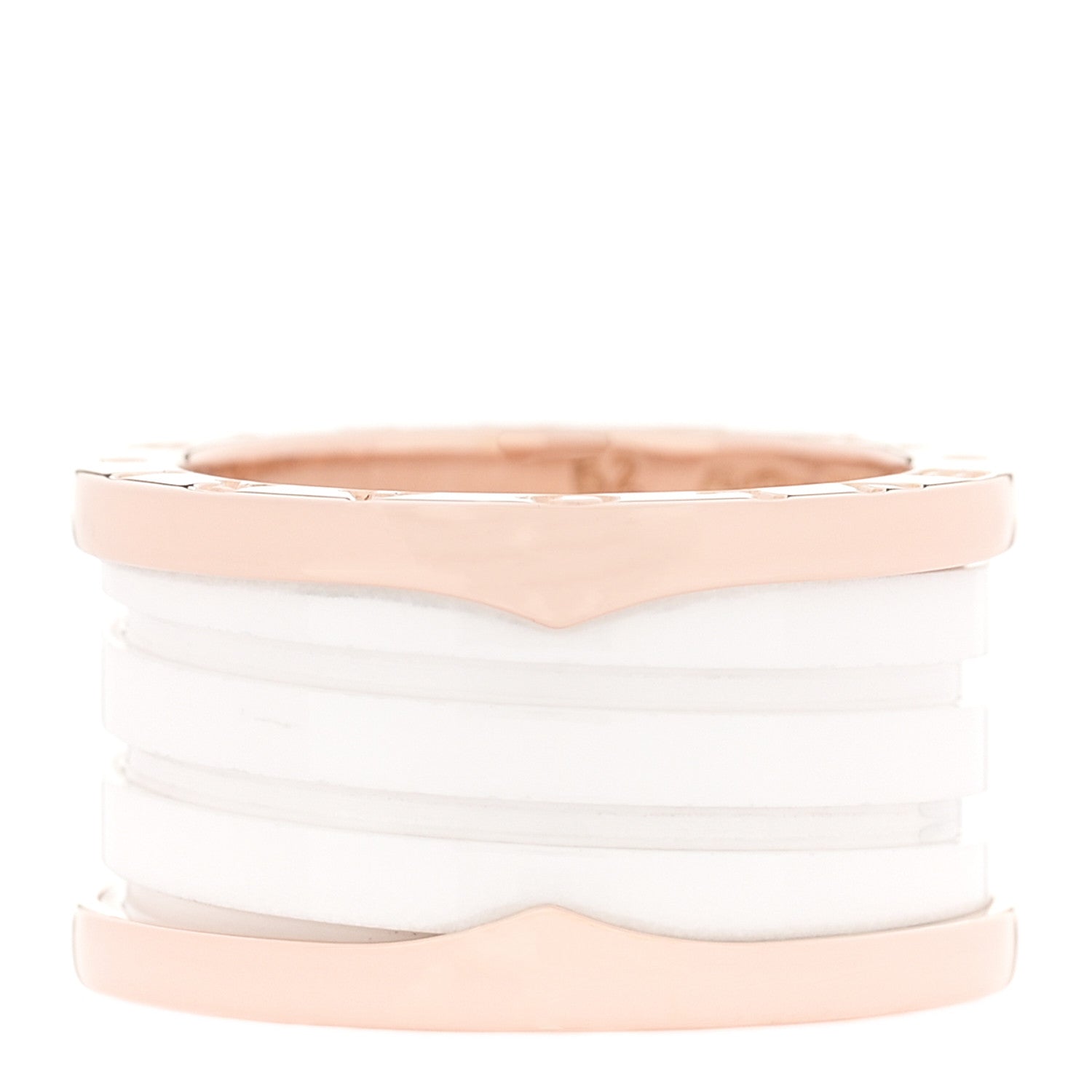 18K Rose Gold White Ceramic B.Zero1 Four-Band Ring 52 6