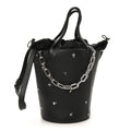 Smooth Calfskin Studded Roxy Bucket Bag Black