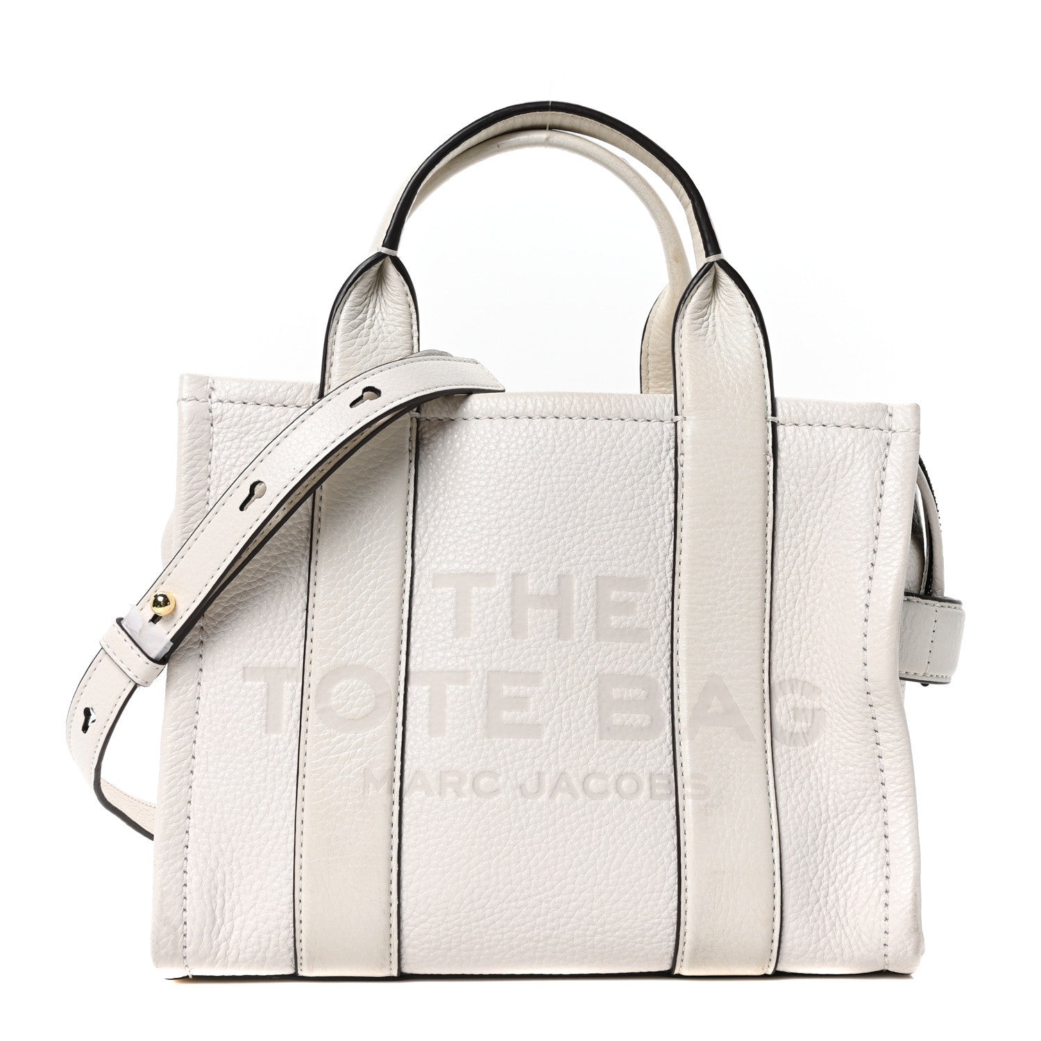 Grained Calfskin Small The Tote Bag White
