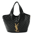 Lambskin Quilted Maxi Icare Shopping Tote Black