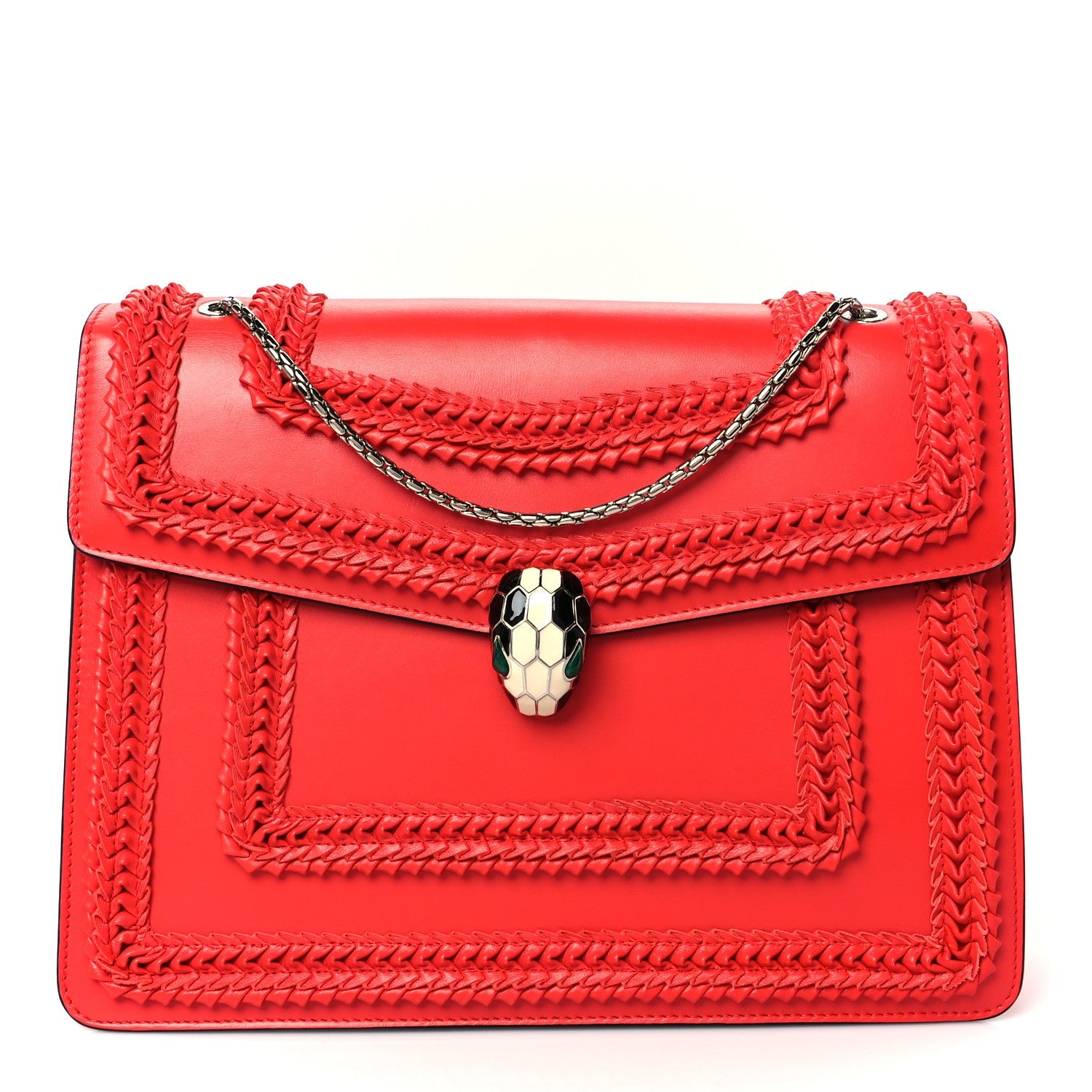 Calfskin Plisse Serpenti Forever Crossbody Bag Red