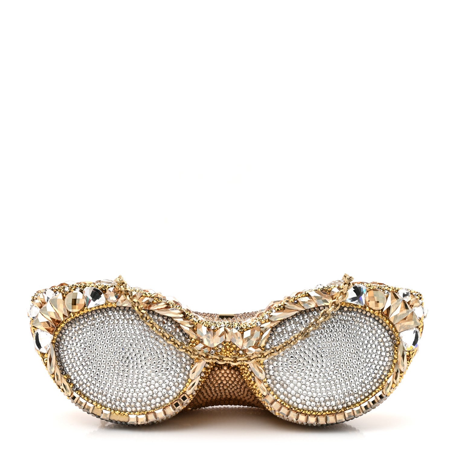 Crystal Sunglass Minaudiere Clutch Gold Silver