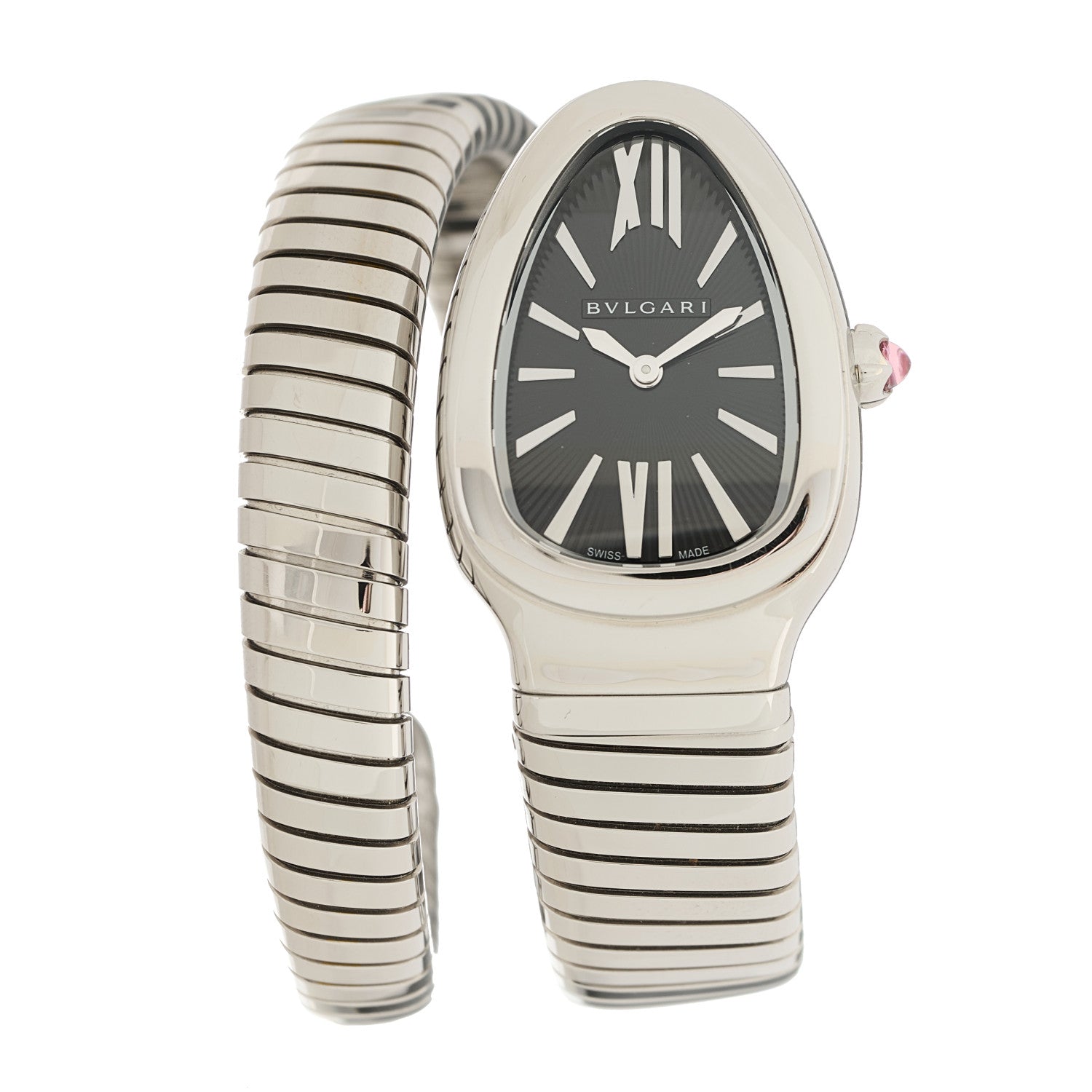 Stainless Steel 35mm Serpenti Tubogas Quartz Watch Black