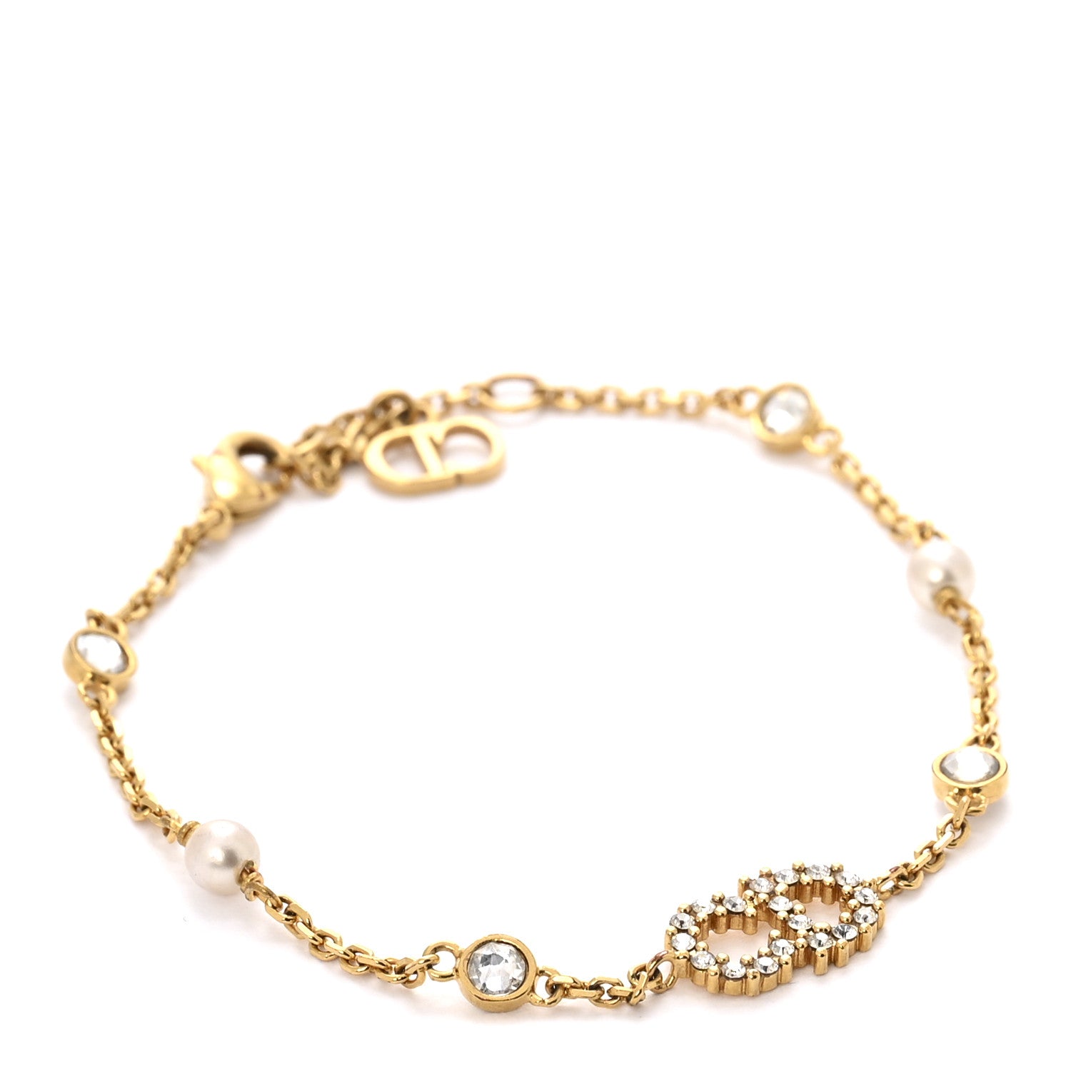 Crystal Pearl Clair D Lune Bracelet Gold