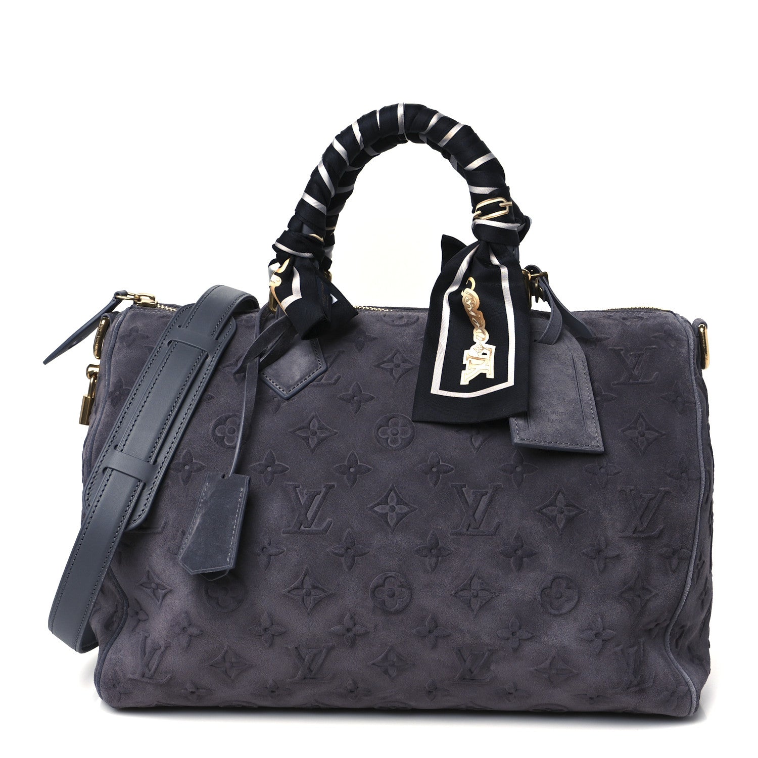 Suede Monogram Speedy P9 Bandouliere 40 Grey