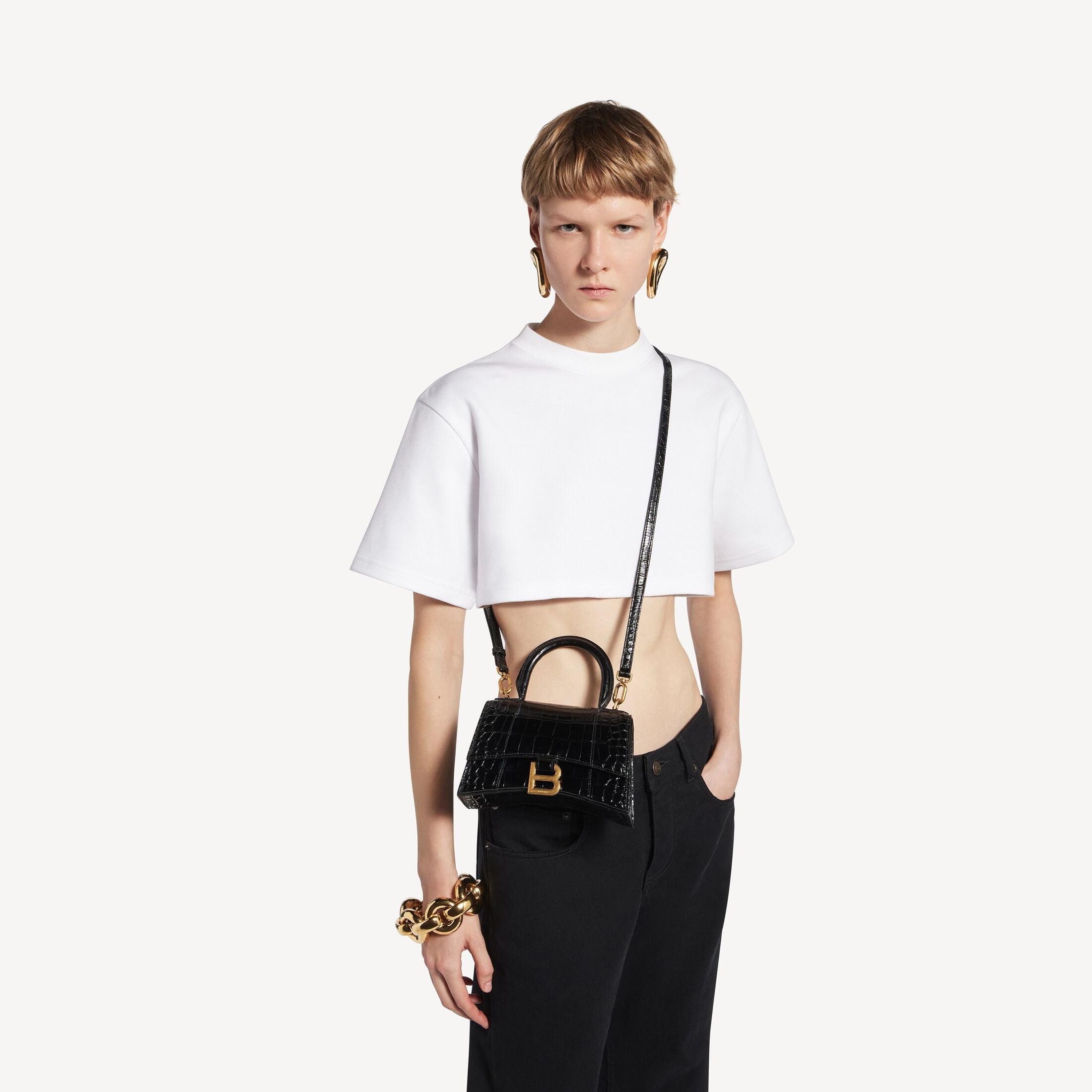 BALENCIAGA Women's Hourglass Handbag Xs in Black