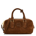 Suede Padded Regular Arcadie Top Handle Bag Cacao