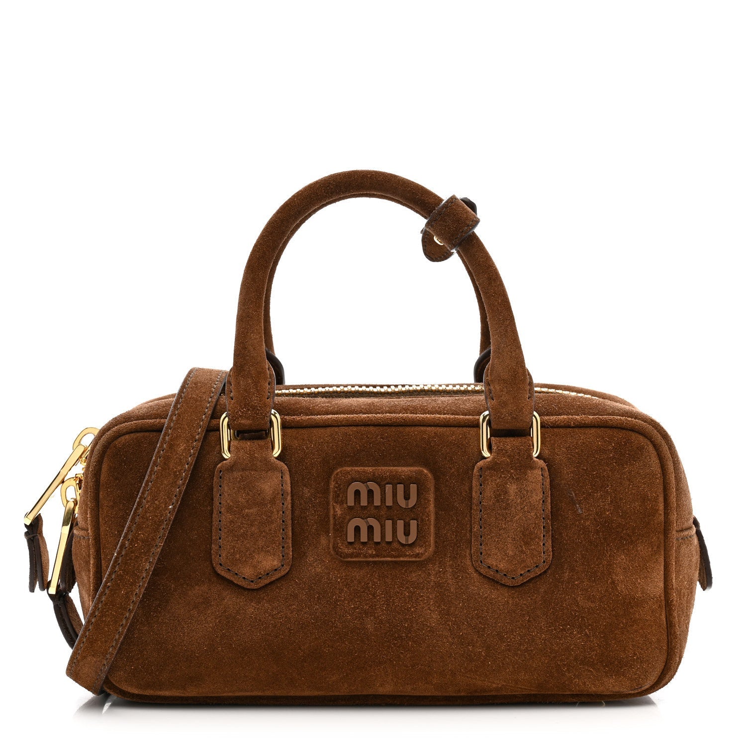 Suede Padded Regular Arcadie Top Handle Bag Cacao