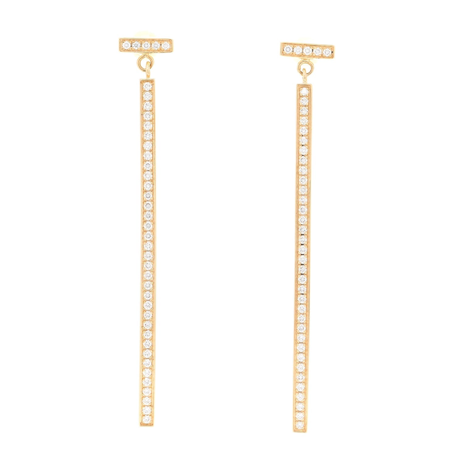 18K Yellow Gold Diamond T Bar Earrings
