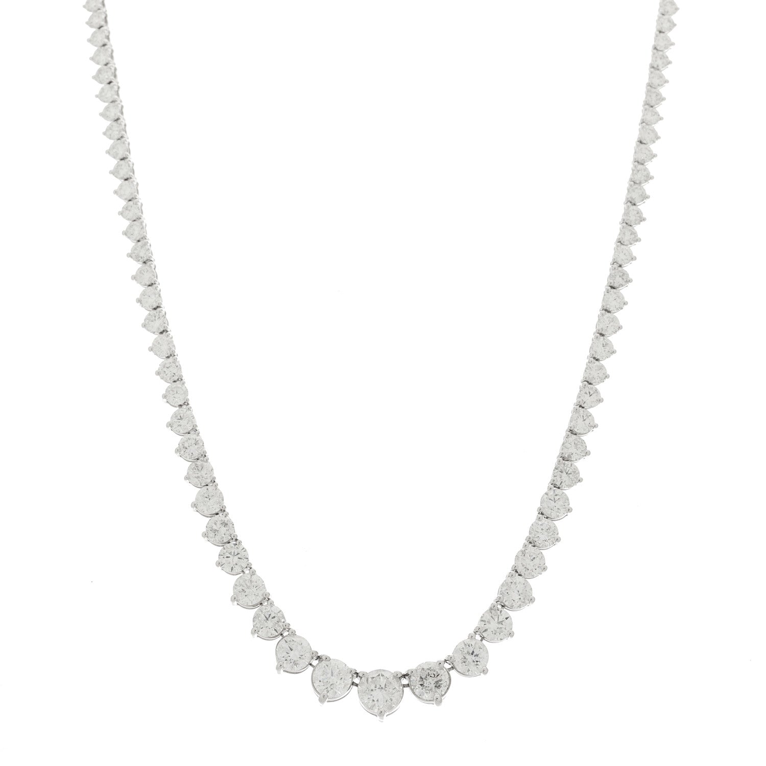 14K White Gold Diamond 13.20ctw Riviera Necklace