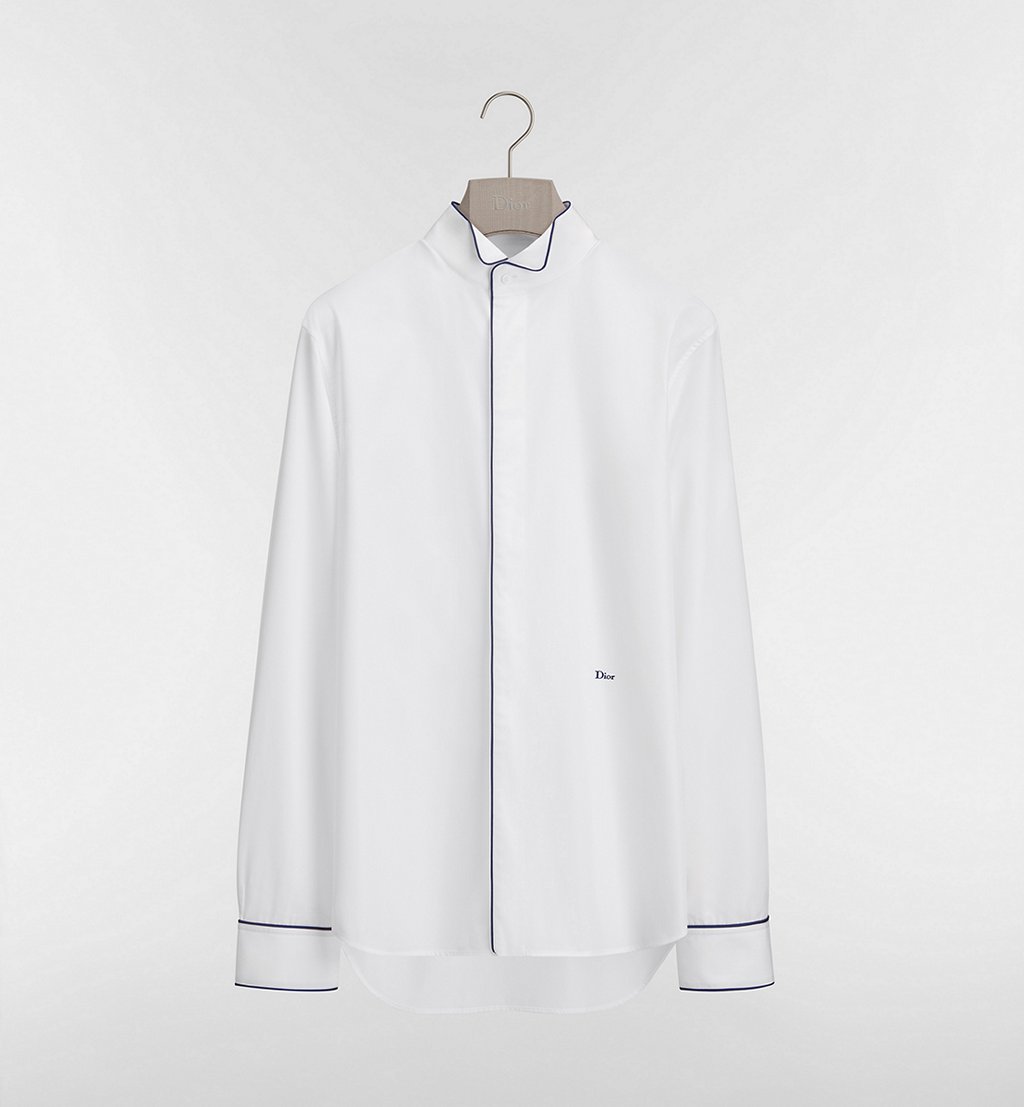 Shirt with Piping and Dior Embroidery