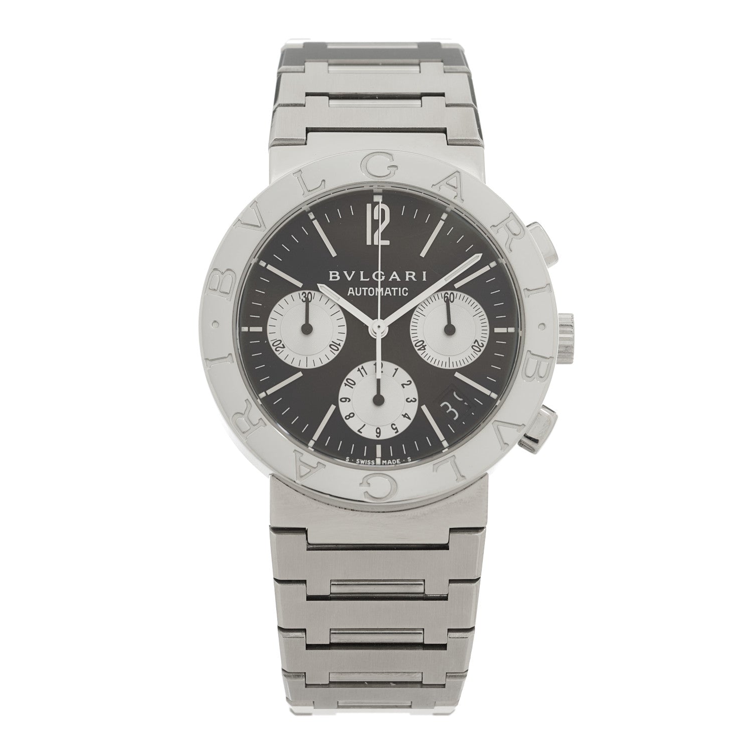 Stainless Steel 38mm Chronograph Automatic Watch Black