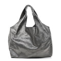 Metallic Pleated Calfskin Hilary Tote Silver