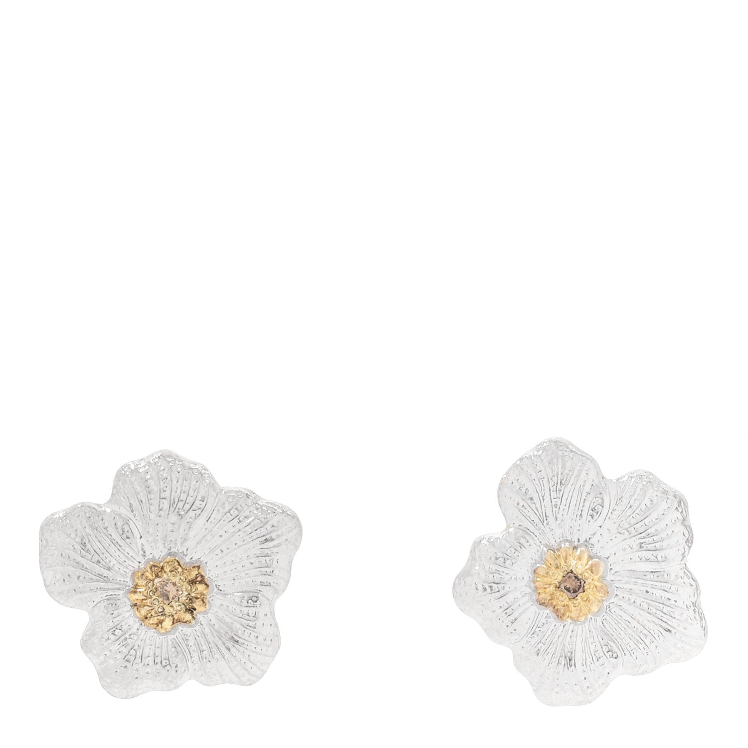 Sterling Silver Vermeil Diamond Small Blossoms Gardenia Button Earrings