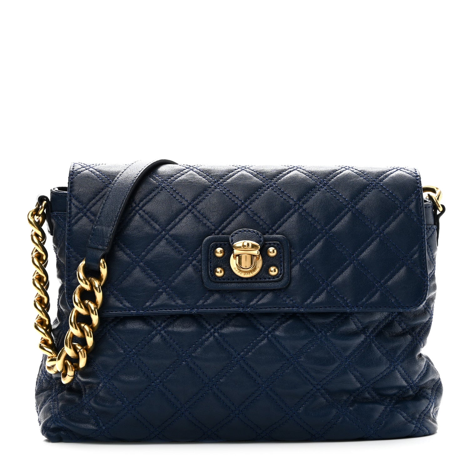 Lambskin Quilted The XL Single Flap Navy