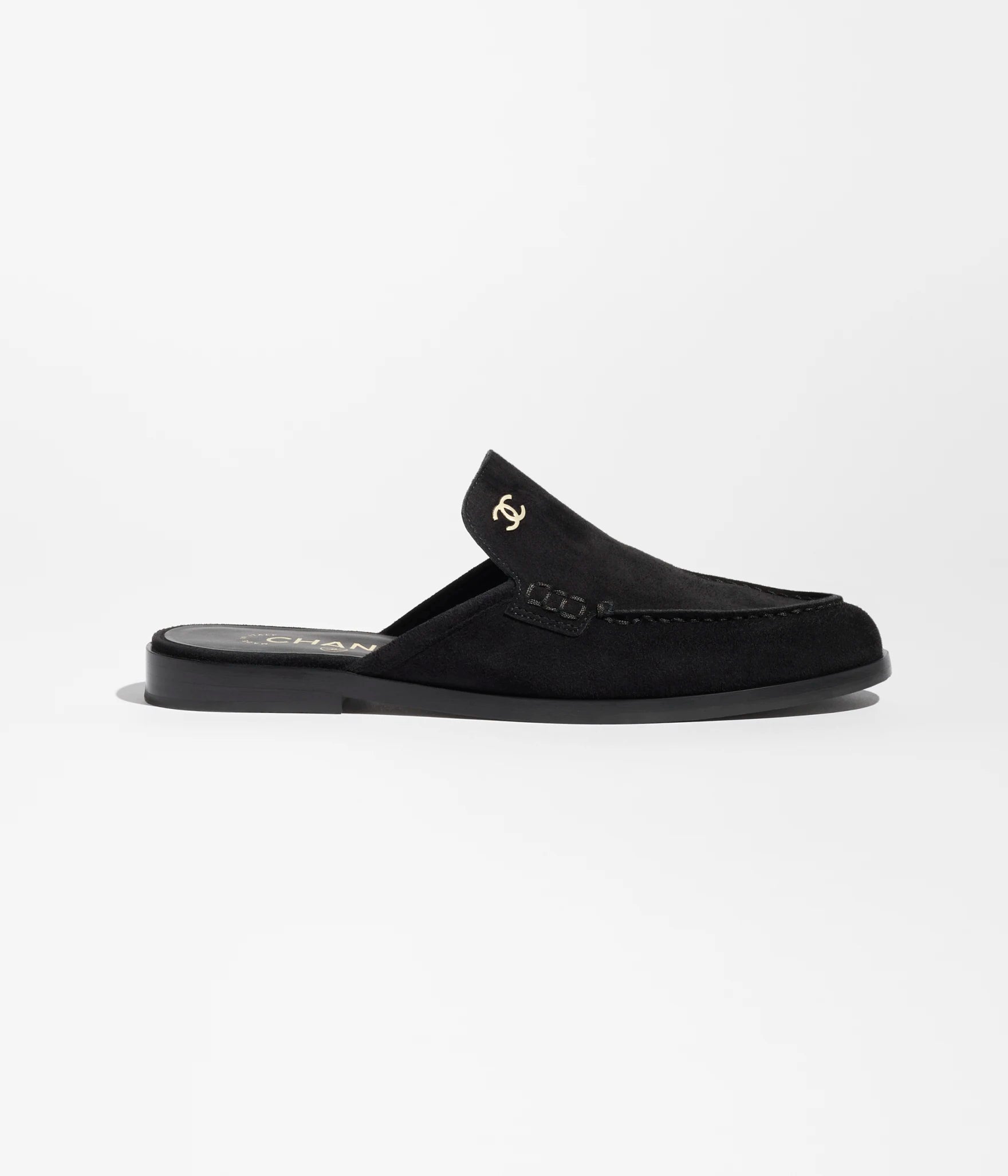 Mules - Suede calfskin, black — Fashion | CHANEL