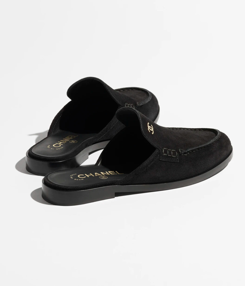Mules - Suede calfskin, black — Fashion | CHANEL