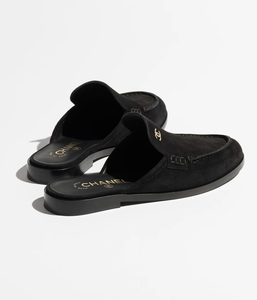 Mules - Suede calfskin, black — Fashion | CHANEL