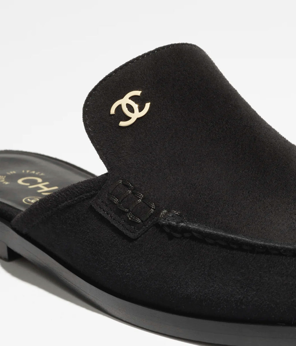 Mules - Suede calfskin, black — Fashion | CHANEL