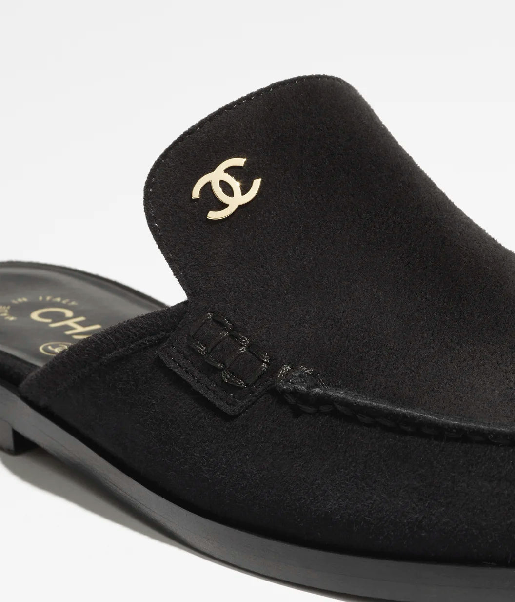 Mules - Suede calfskin, black — Fashion | CHANEL