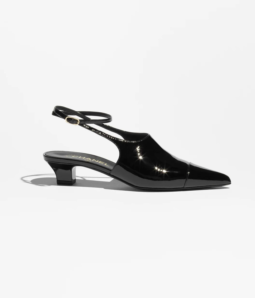 Slingbacks - Patent calfskin, black — Fashion | CHANEL