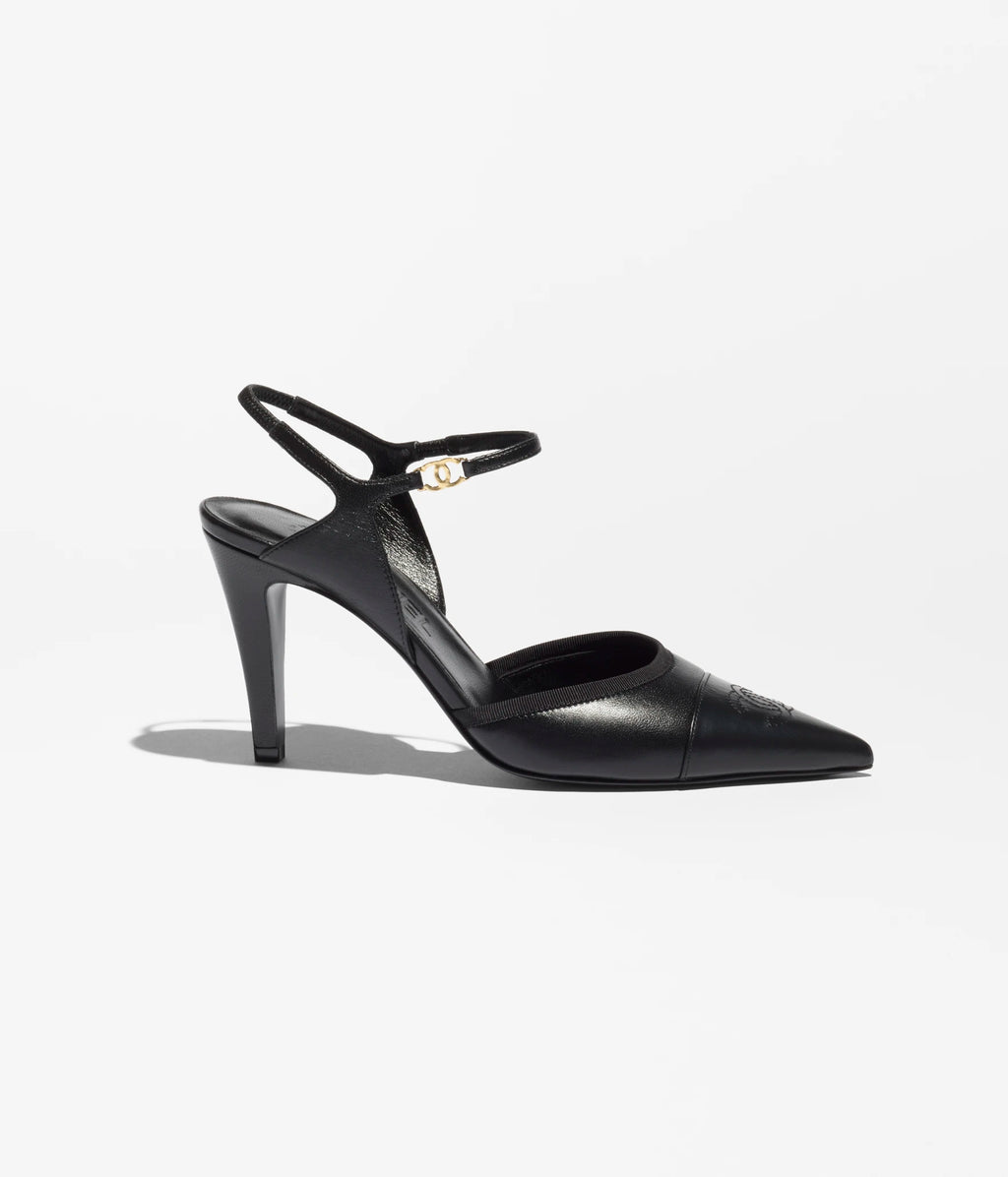Slingbacks - Iridescent lambskin & lambskin, black — Fashion | CHANEL