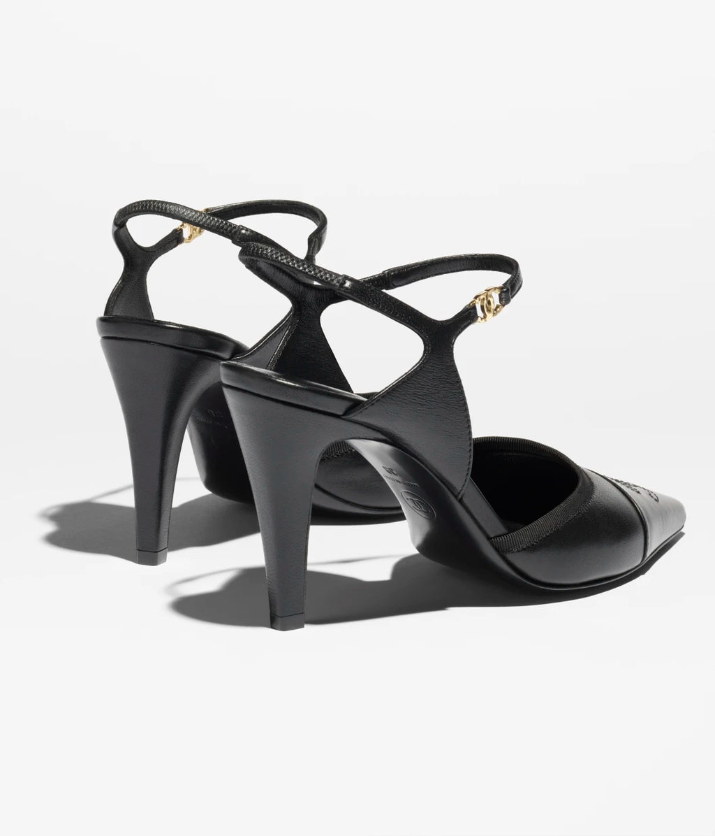Slingbacks - Iridescent lambskin & lambskin, black — Fashion | CHANEL