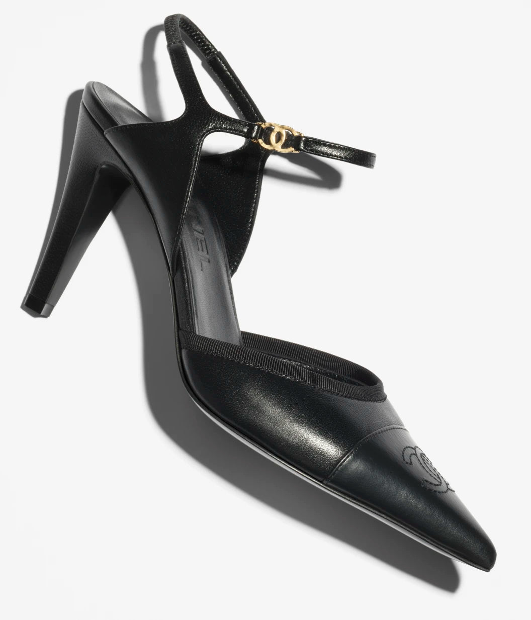 Slingbacks - Iridescent lambskin & lambskin, black — Fashion | CHANEL
