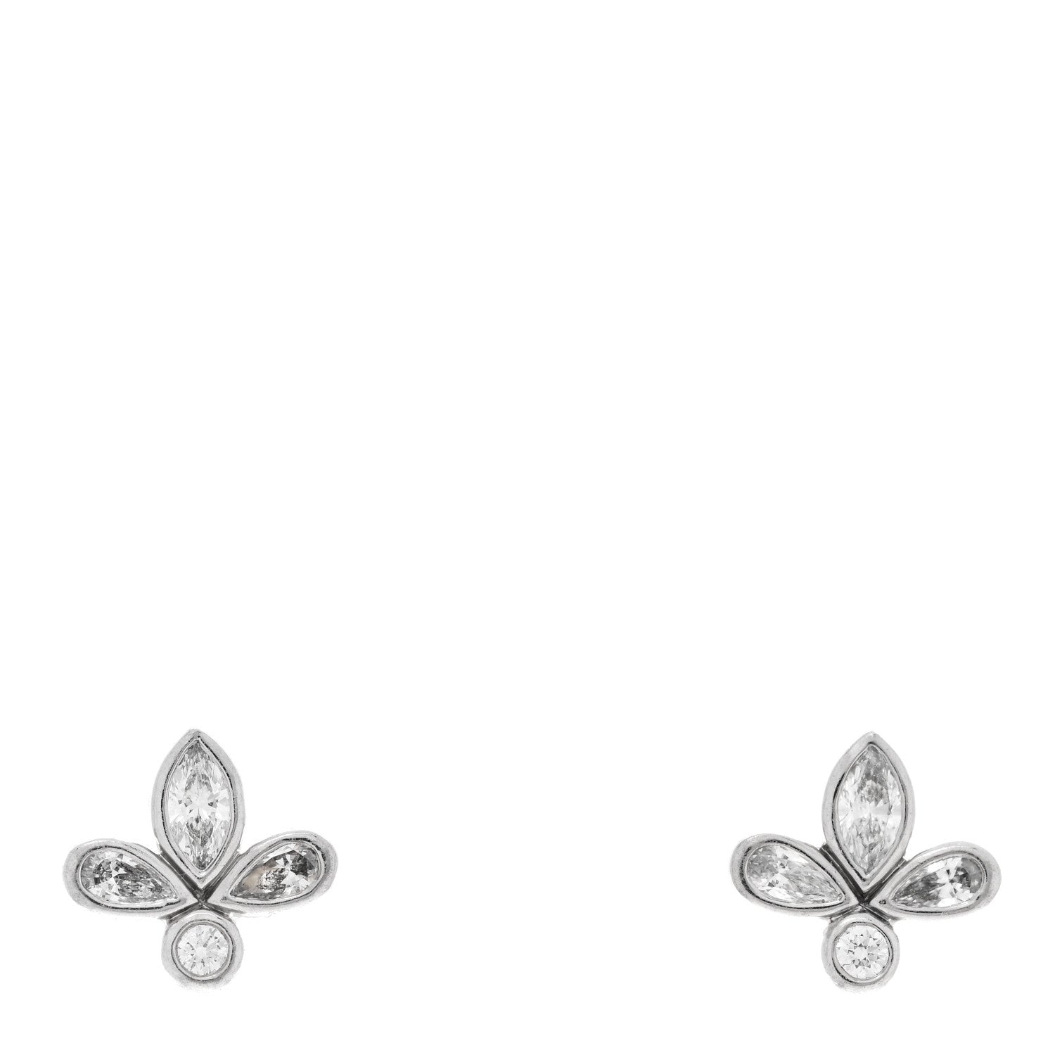 Platinum Diamond Fleur de Lis Earrings