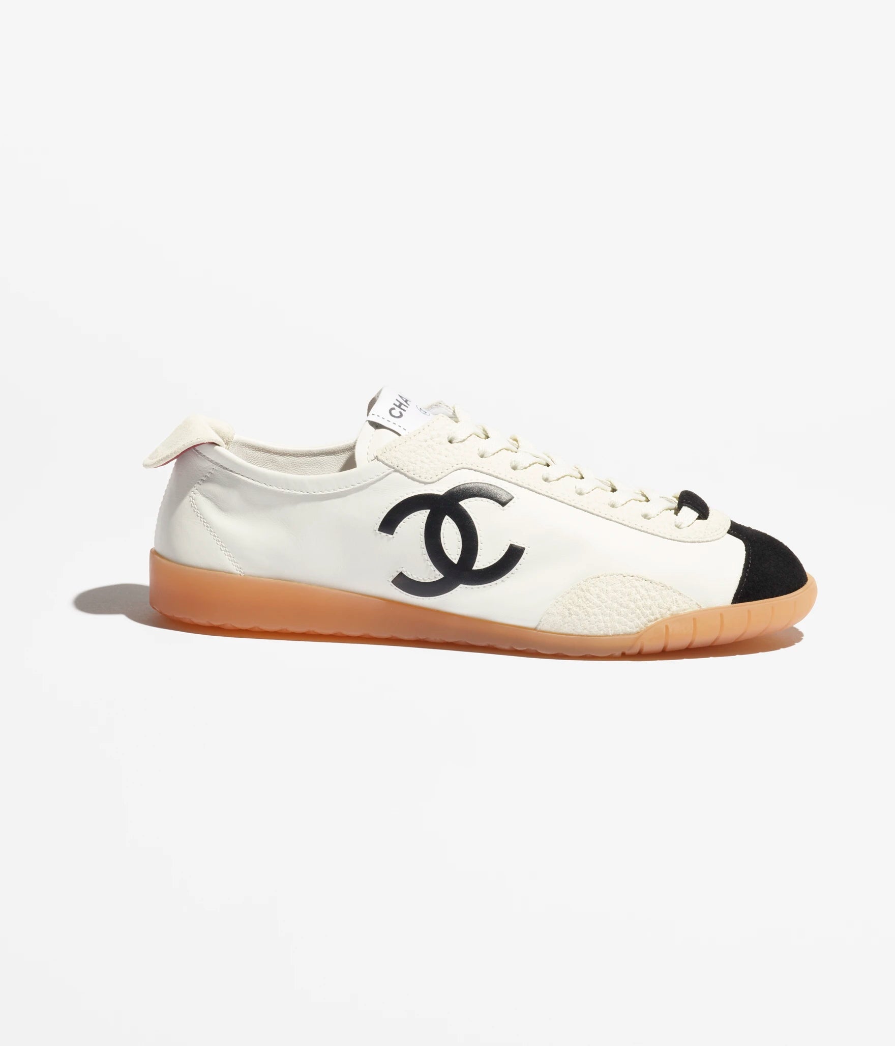 Trainers - Calfskin & embossed suede calfskin, white & black — Fashion | CHANEL