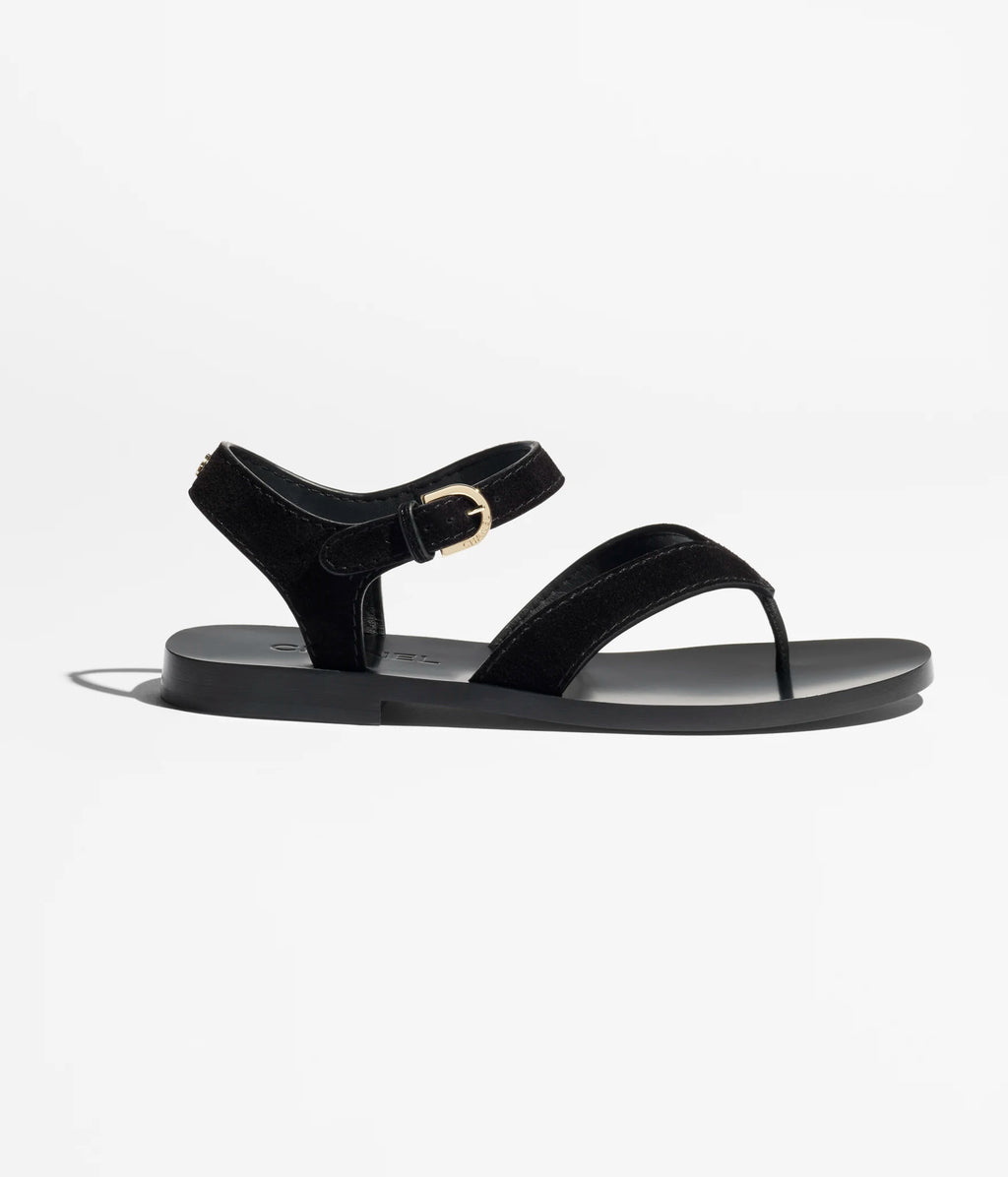 Sandals - Suede calfskin, black — Fashion | CHANEL