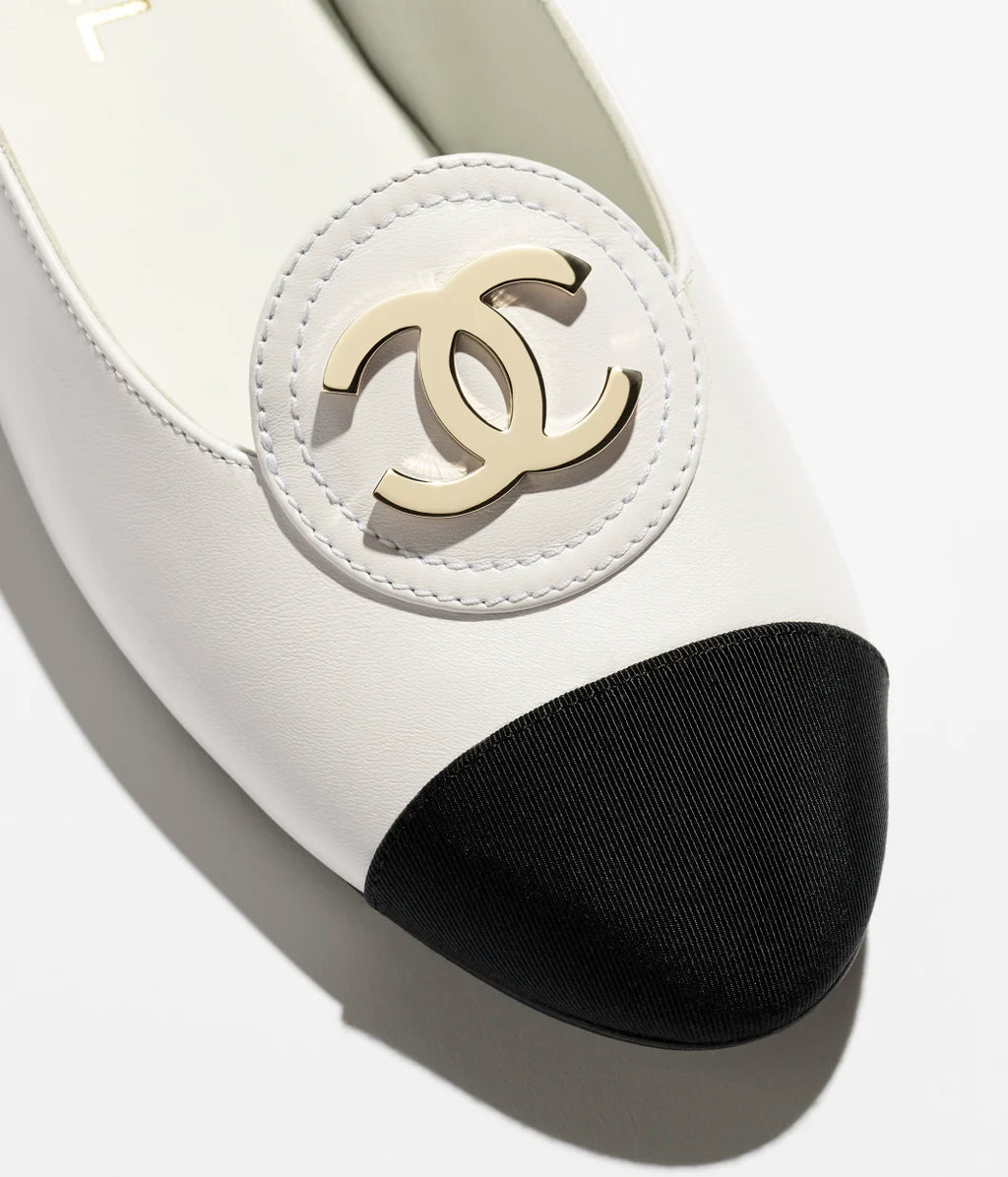 Mocassins - Calfskin & grosgrain, white & black — Fashion | CHANEL