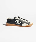 Trainers - Calfskin & embossed suede calfskin, black & white — Fashion | CHANEL