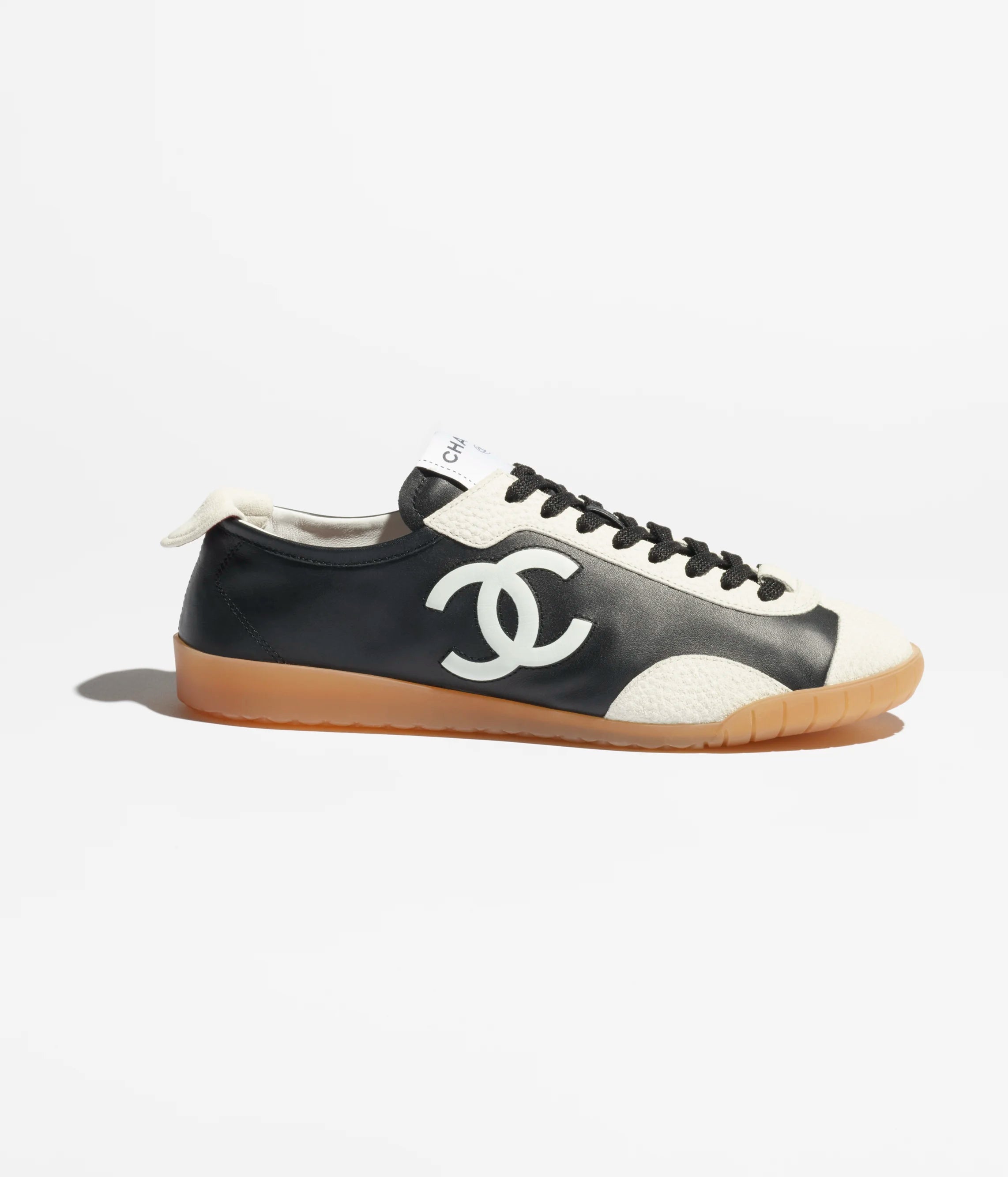 Trainers - Calfskin & embossed suede calfskin, black & white — Fashion | CHANEL
