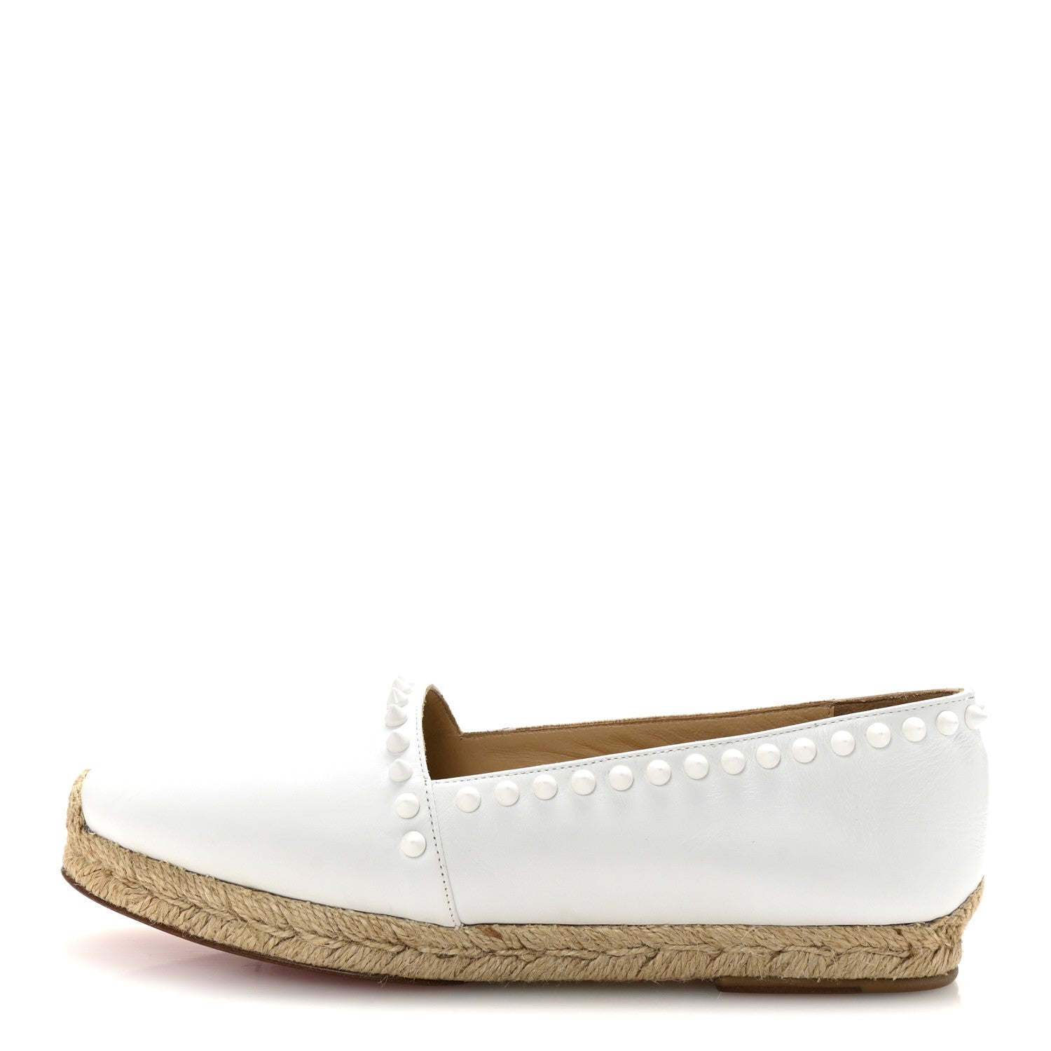 Calfskin Spikes Ares Flat Espadrilles 38 White