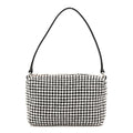 Mesh Crystal Rhinestone Mini Heiress Pouch Black Silver