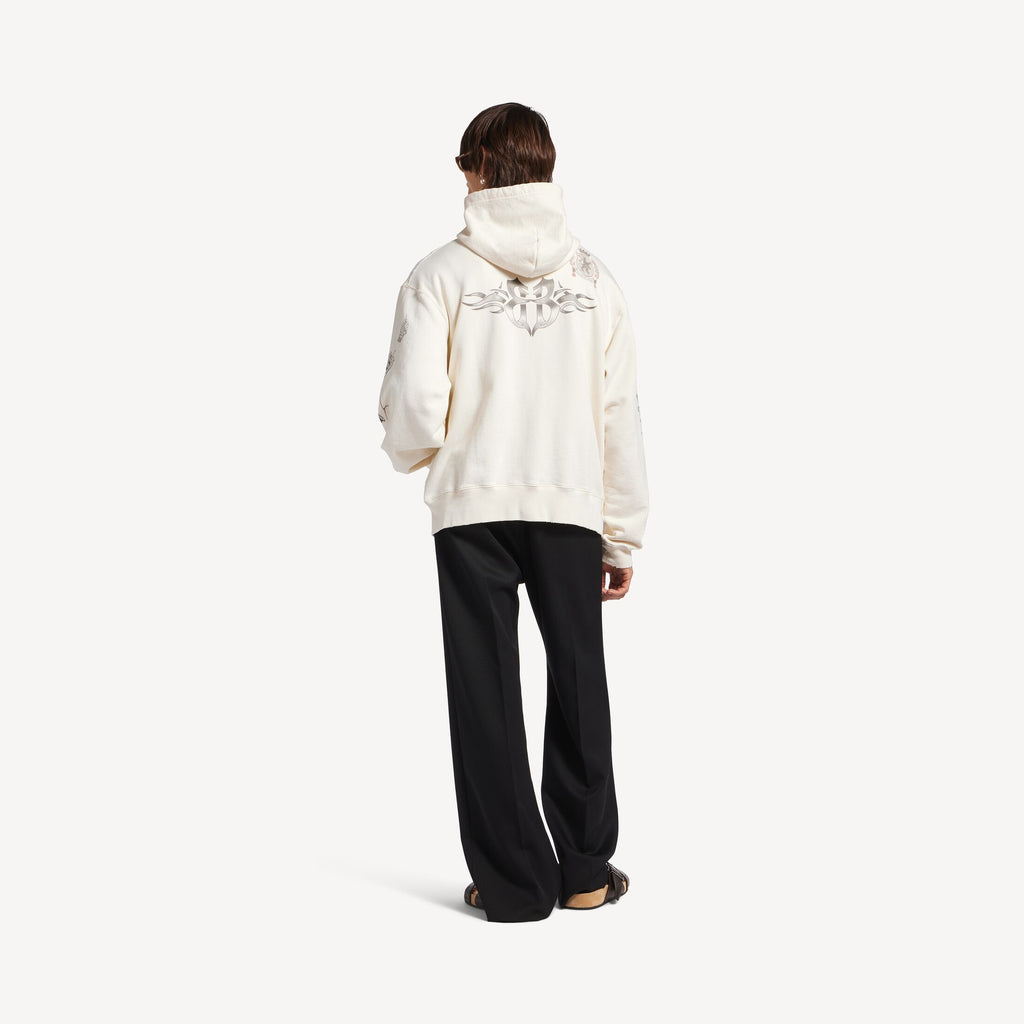 BALENCIAGA Men's Tattoo Oversized Zip-up Hoodie