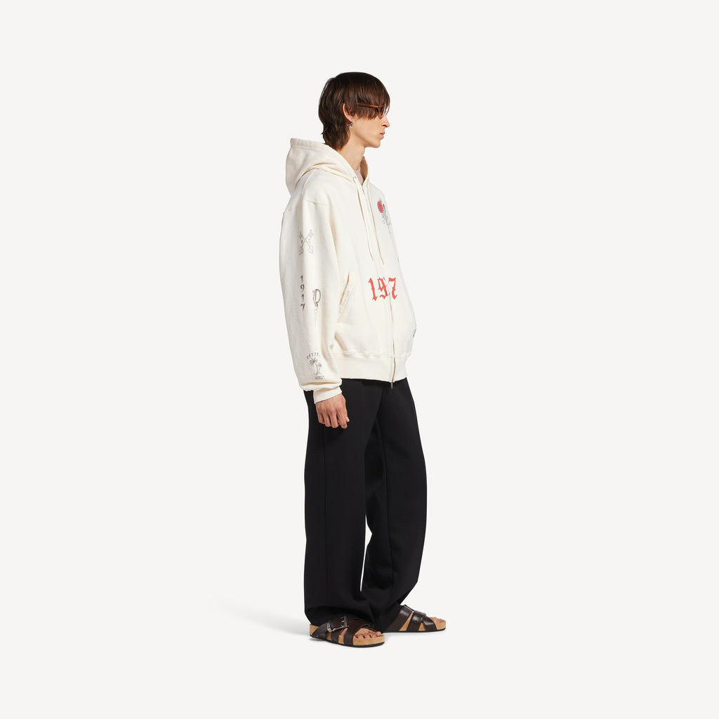 BALENCIAGA Men's Tattoo Oversized Zip-up Hoodie