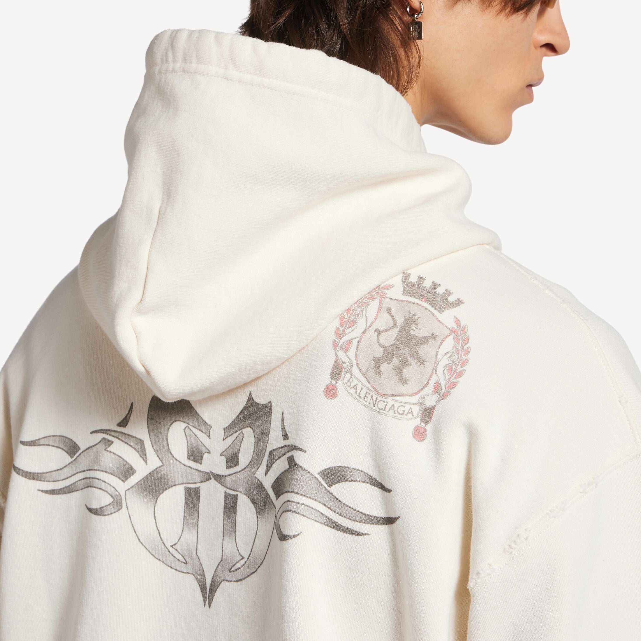 BALENCIAGA Men's Tattoo Oversized Zip-up Hoodie