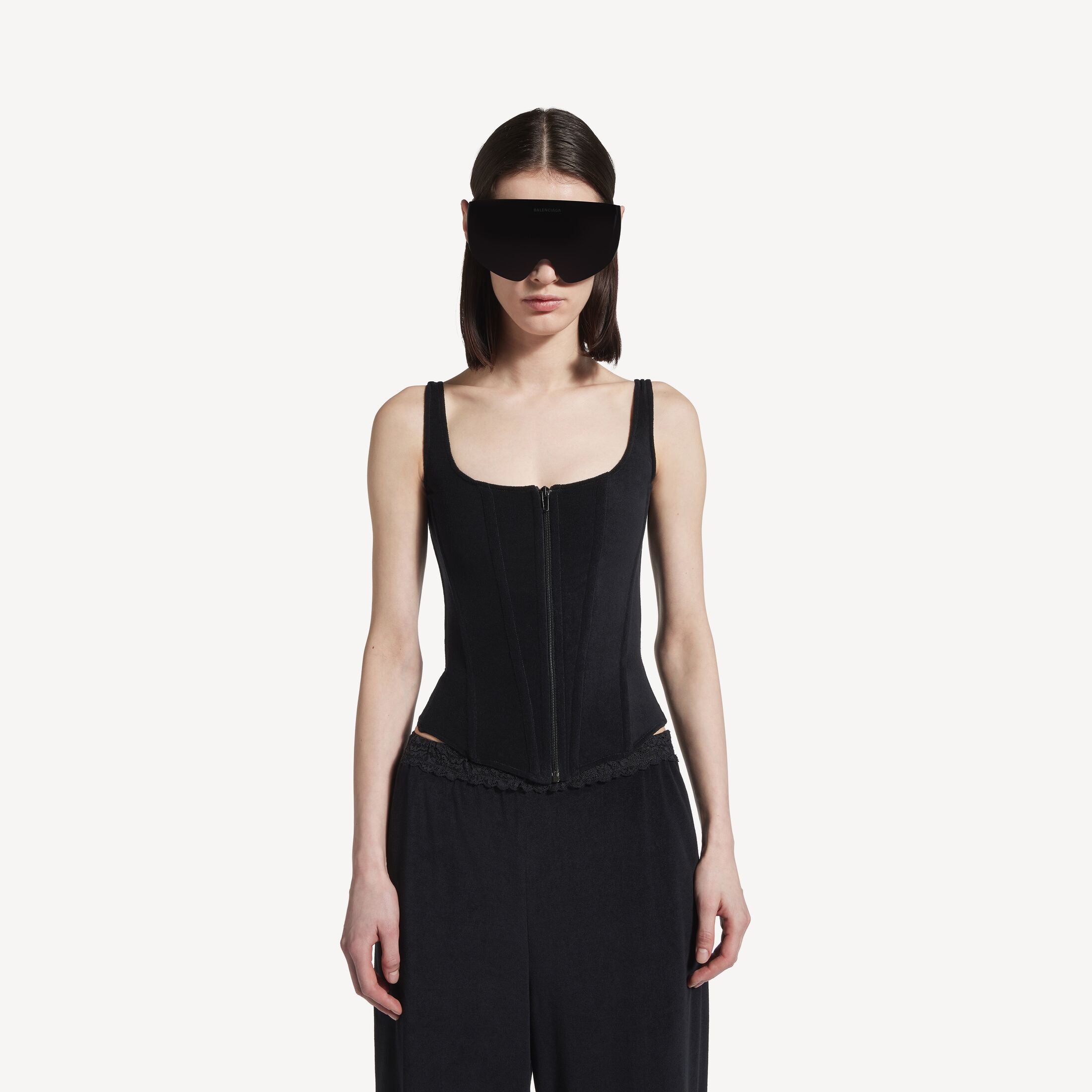 BALENCIAGA Women's Stretch Corset Top in Black