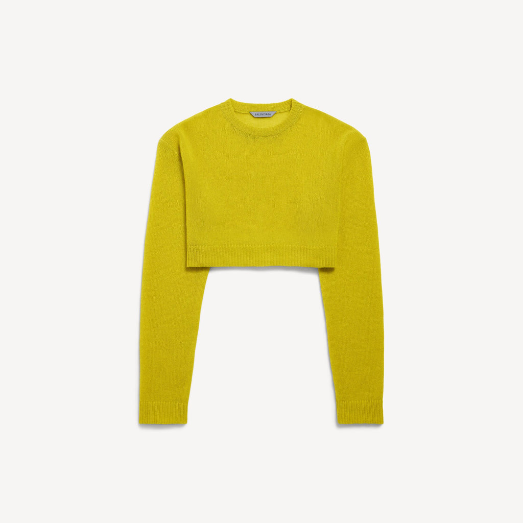 BALENCIAGA Women's Cropped Crewneck in Dark Yellow
