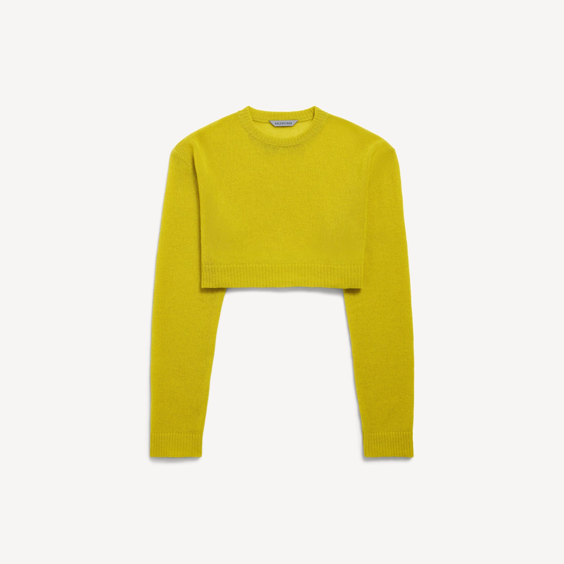 BALENCIAGA Women's Cropped Crewneck in Dark Yellow