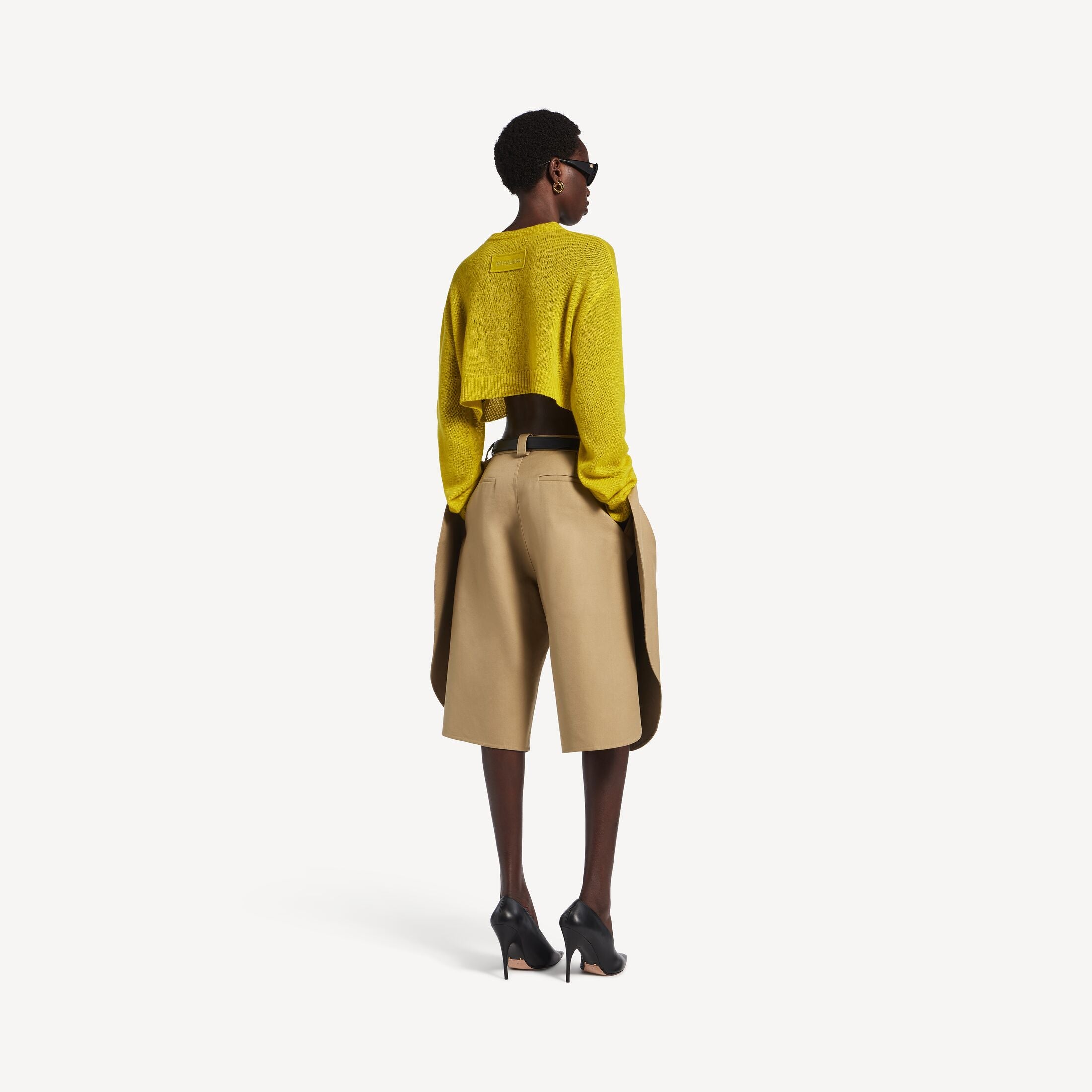 BALENCIAGA Women's Cropped Crewneck in Dark Yellow