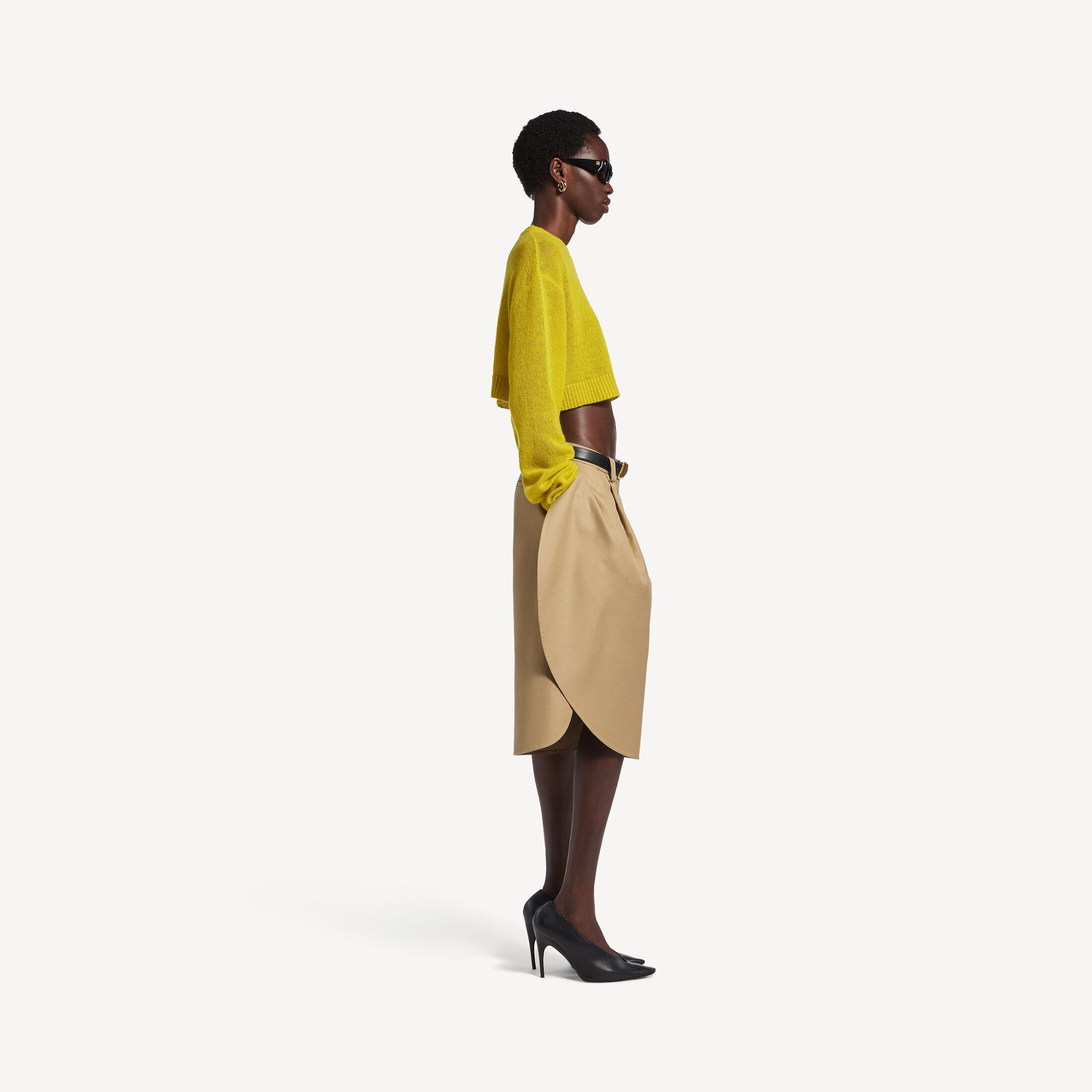 BALENCIAGA Women's Cropped Crewneck in Dark Yellow
