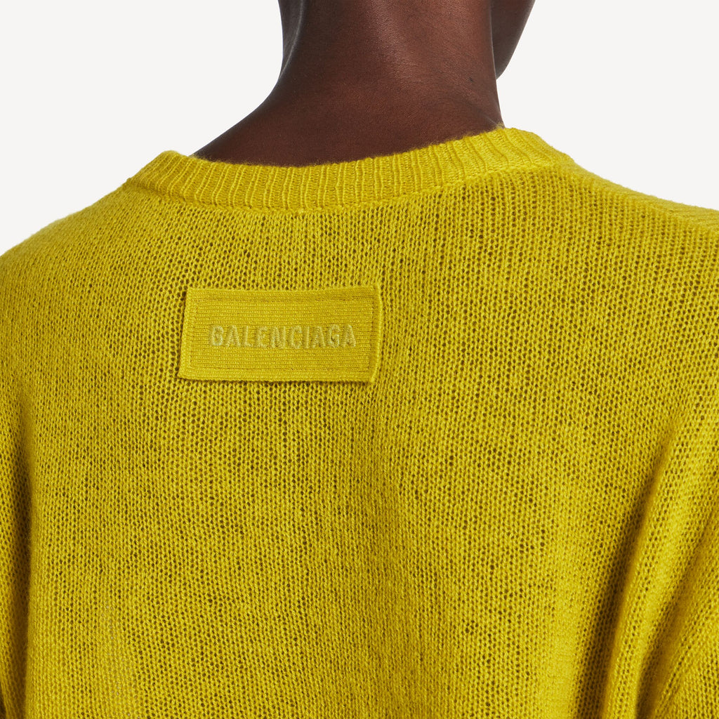 BALENCIAGA Women's Cropped Crewneck in Dark Yellow